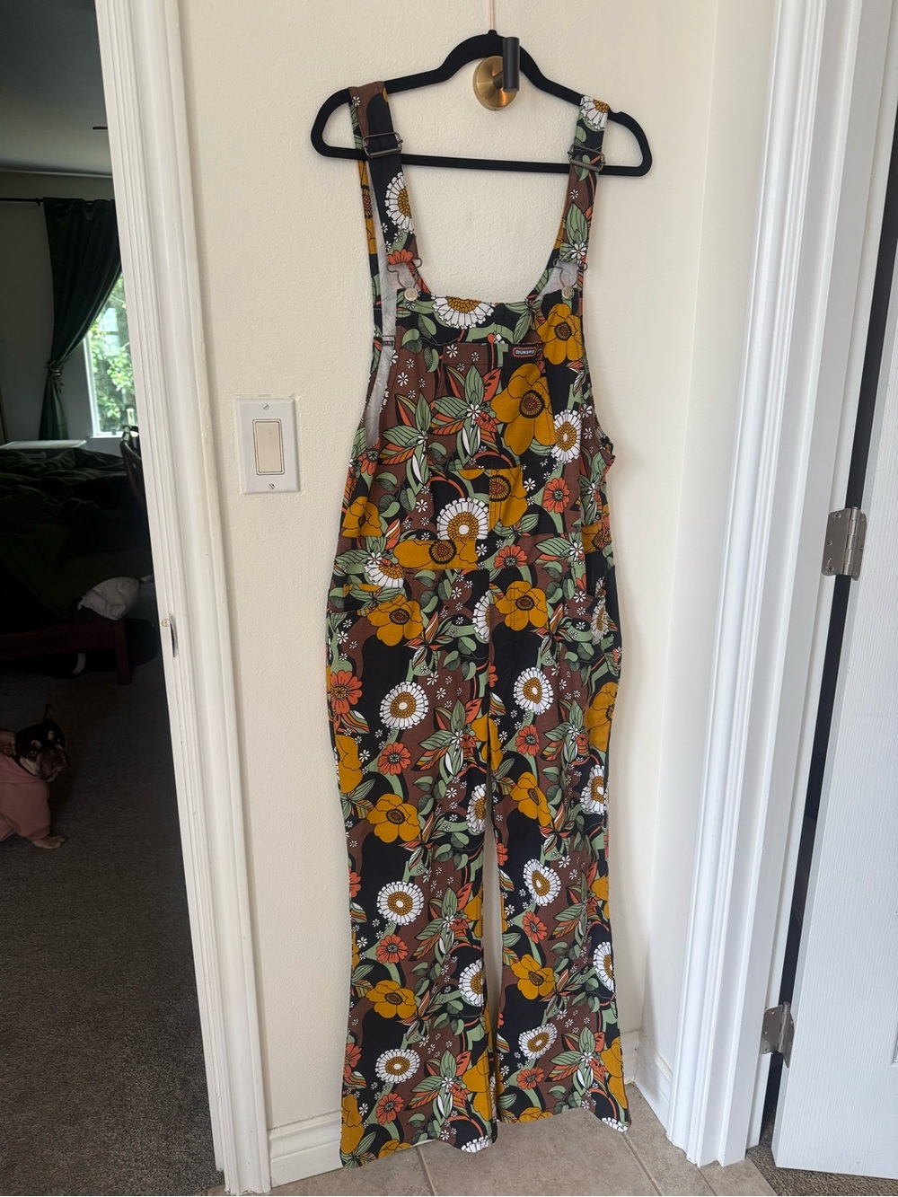 Floral Wide-Leg Overalls Jumpsuit - Brown Multi